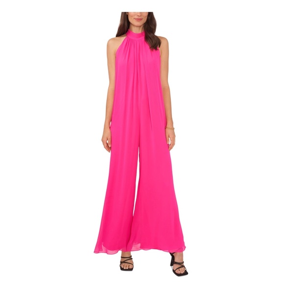 Vince Camuto: Chiffon Pomegranate Pink Jumpsuit(NWT)